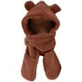 thumbnail image 1 of Sales 2026 Winter Beanie Hat Scarf Gloves Set GIJNRIUIUA Under $9 Winter Cute Bear Ear Warm Hat Plush Earflap Hat Windproof Cap Hat with Ears Hood Hat Scarf 2 in 1 Hooded Scarf for Brown, 1 of 6