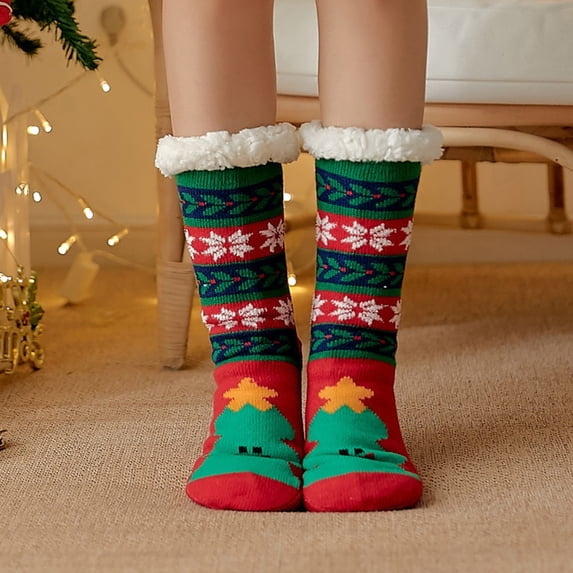 Sales 2026 Women Casual Calf Socks Under $5 GIJNRIUIUA Multicolor Crew Socks Women's Winter Soft Warm Fuzzy Fleece-Lined Grippers Slipper Socks Ruffle Socks