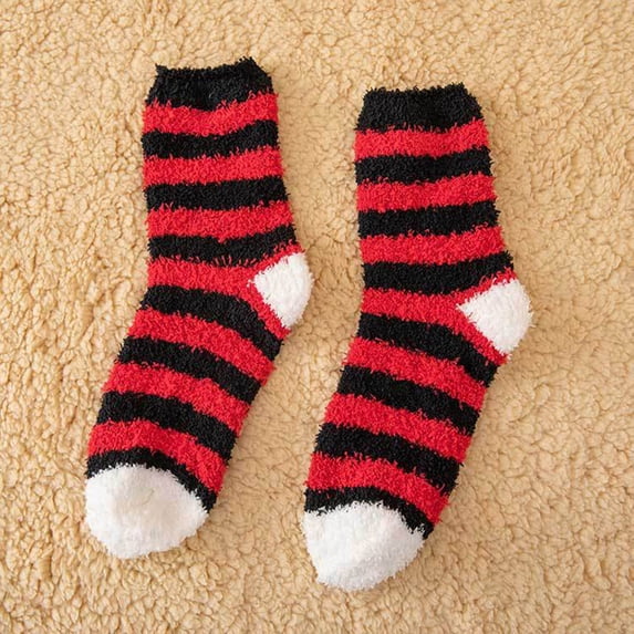 Sales 2026 Women Socks Under $2 GIJNRIUIUA Red Crew Socks Winter Women Autumn and Winter Striped Coral Fleece Warm Thick Home Socks Stockings Ankle Socks