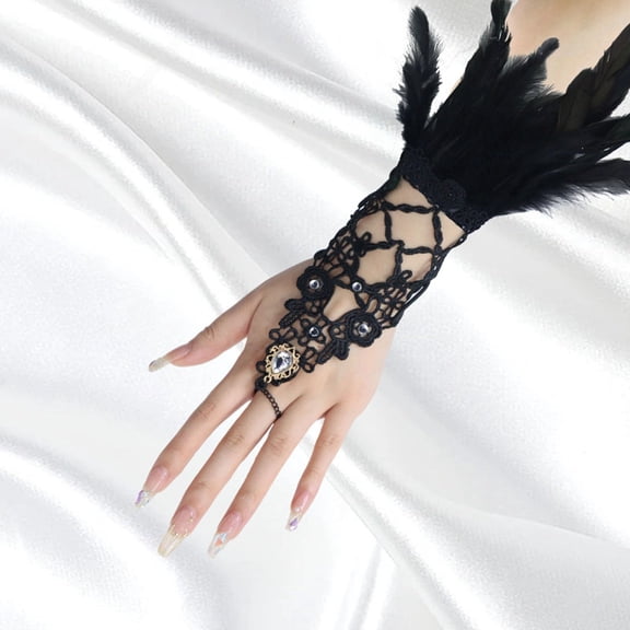 Sales 2026 Women's Fingerless Gloves GIJNRIUIUA Under $4 Gothicism Witch Gloves Role Playing Mittens Mystical Lace Long Witch for Halloween Make Up Halloween Black Gloves & Mittens