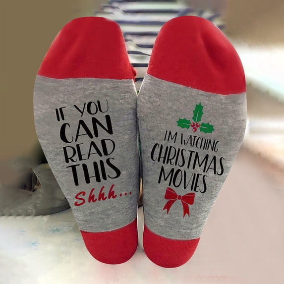 Sales 2026 Womens Crew Socks Under $2 GIJNRIUIUA Red Crew Socks Christmas Socks with Design Featuring Alphabet and Snowman Prints Mid Calf Length and Made of Cotton Athletic Socks