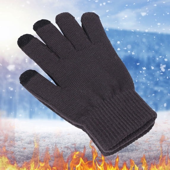 Sales 2026 Womens Gloves GIJNRIUIUA Under $4 Men and Women Autumn and Winter Knitted Padded Warm Gloves Gray Gloves & Mittens