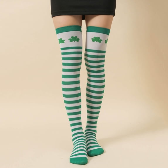 Sales 2026 Womens Knee High Socks Under $2 GIJNRIUIUA Multicolor Knee-High Socks Women Girls Fashion Irish St. Festive Stripe Middle Tube Socks Stockings Leg Warmers