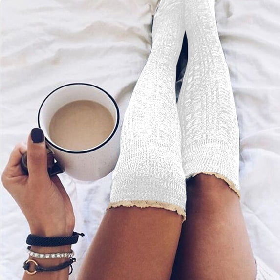 Sales 2026 Womens Knee High Socks Under $2 GIJNRIUIUA White Knee-High Socks Winter Over Socks Stockings Thigh Long Knee Knit High Cotton Women Socks Leg Warmers