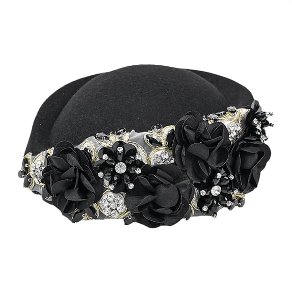 Sales 2026 under $10 Black Beret Cap for Women GIJNRIUIUA Women Church Hats Applique Pillbox Hats Fascinator Tea Caps Ivy Golf Cabbie Hat