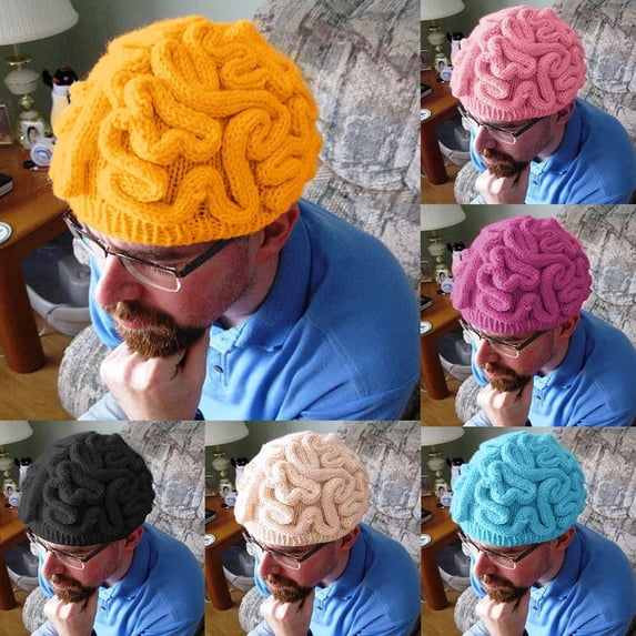 Sales 2026 under $10 Blue Beanie Hat GIJNRIUIUA Crochet Cerebrum Adults Personality Brain Cap Knitted Hat Caps Hijab Cap