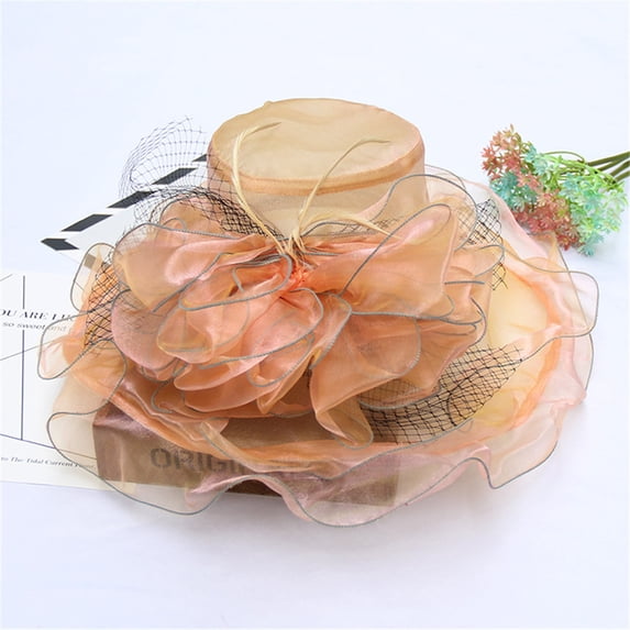 Sales 2026 under $10 Orange Summer Beach Hats GIJNRIUIUA Women's Church Fascinator Cap Tea Wedding Hat Beach Hats