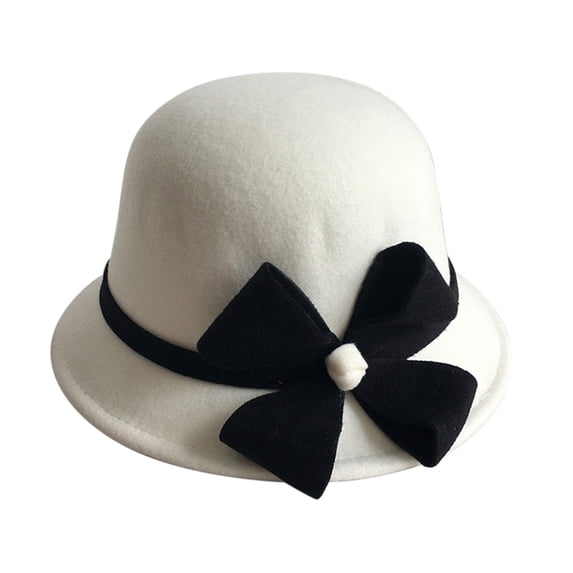 Sales Under $5 Floral Bucket Hat Bowler Hats GIJNRIUIUA Women Felt Bucket Hat with Large Bow Winter Dressy Hat Autumn and Winter Bow Knot Round Top Casual Fisherman's Basin Cap Small Bowler Hat