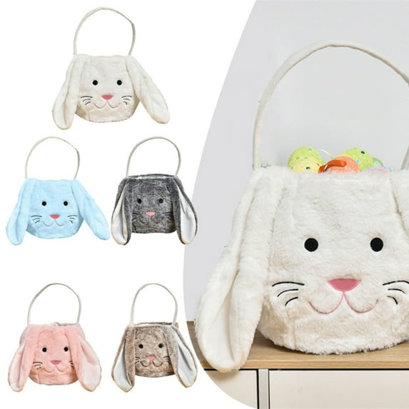 Sales Or Clearance! Easter Basket for Kid Cute Fluffy Easter Basket with Rabbit Ears for Hunts, Easter Party Favor Decor, Candy Gifts Storage Walmart Pallets