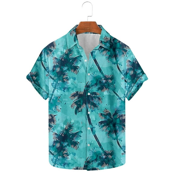 Sales Or Clearance JXMVOJ Men's Spring Summer Floral Print Short Sleeve Polo Shirt, Casual Button-Down Shirt, Stylish Tropical Shirt for Beach, Vacation & Daily Wear