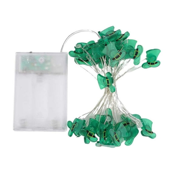 Sales or Clearance St. Patrick'S Day Green Leprechaun Top Hat String Lights, Battery-Operated Fairy Lights With Remote, Bedroom Irish Holiday Party Decorations St Patricks Day Decorations