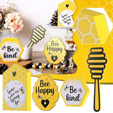 Sales Clearance of Decor Hgrintd 4pc Bee Tiered Tray Decorative Wooden Hornets Shelf Wooden Sign Bundle Rustic Decor