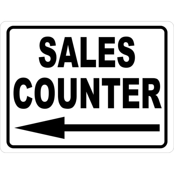 Sales Counter With Directional Arrow Sign
