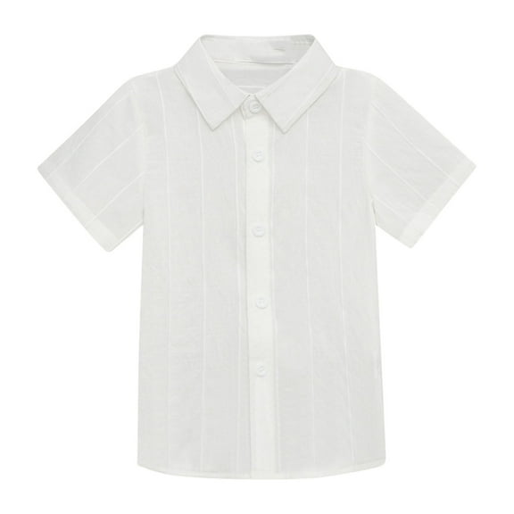 Sales！Honeeladyy Shirts For Kids Short Sleeve Graphic Solid Thin Shirt Casual For 3-11 Years Boy Children's Short Sleeved Shirt for School(White,5-6 Years)