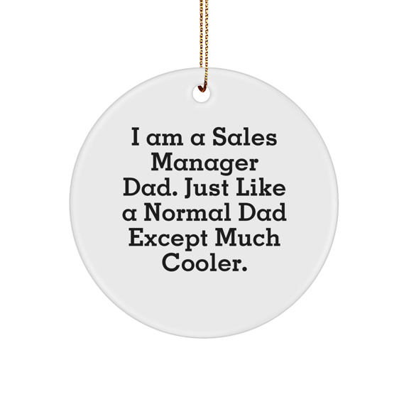Sales Manager Circle Ornament, Funny Quote Gifts for Him from Sales Manager Dad, Christmas Ornament with White MDF Material