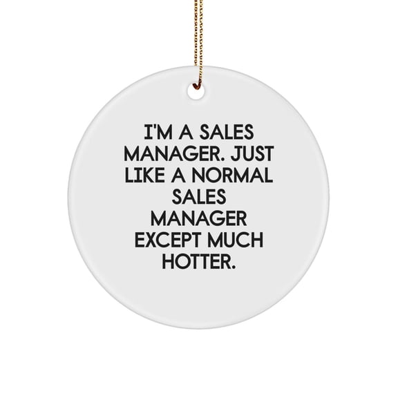 Sales Manager Gifts for Christmas - Funny Circle Ornament, Gifts from Friends, Coworkers, and Family - 'I'm A Sales Manager. Just Like A Normal Sales Manager Except Much Hotter.'