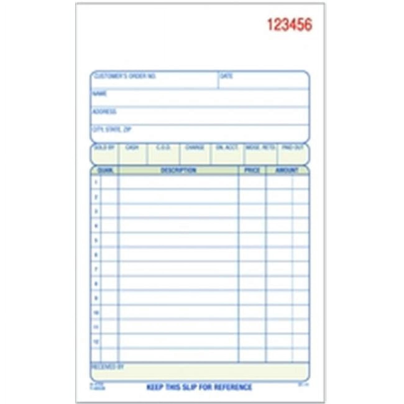 Sales Order Book, 2-part, carbonless, 4.19 in x 7.19 in , 50 ST per BK, 3 per PK