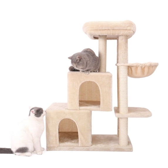 IM Beauty Cats Tree Cat Tower with Sisal Scratching Post Double Condo Kittens Toys Activity Centre Beige