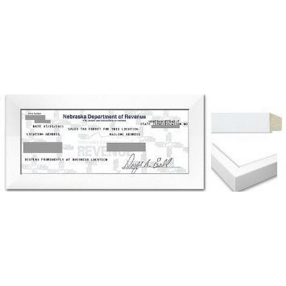 Sales Tax Certificate Wood Frame - 8.5 x 3.5 inches - White Wood