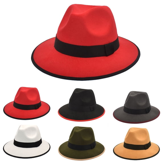 Sales Today Under $5 Brown Fedora Hat for Women Men GIJNRIUIUA Autumn and Winter Mens and Womens Neutral Couples Hat British Fashion Imitation Jazz Hat Black Top Hat Gentleman Hat Summer Hats