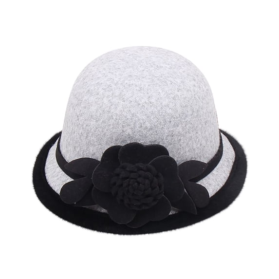 Sales Today Under $5 Gray1 Vintage Felt Cloche Hat GIJNRIUIUA Women Felt Fedora Hat with Band Classic Vintage Dress Hat Autumn and Winter Round Top Casual Fisherman's Basin Cap Small Bowler Hat