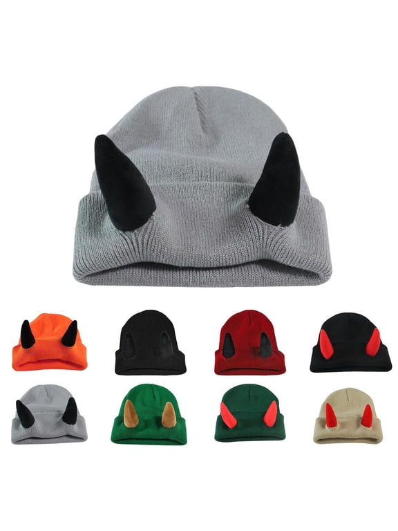 Sales Today Under $5 Green Winter Beanie GIJNRIUIUA Devil Horns Men Hat Knitted Beanie with Horns Women Daemon Horns Cap for Winter Warm Ski Outdoor Underscarf