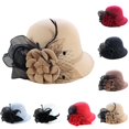 thumbnail image 1 of Sales Today Under $5 Grey Ladies Hats GIJNRIUIUA Women Felt Hat Steampunk Style Vintage Costume Dress Hat Fisherman Hat Autumn and Winter Elegant Net Round Top Bucket Hat Sun Hats, 1 of 5