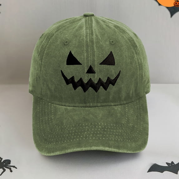 Sales Today Under $5 Light green Baseball Hat GIJNRIUIUA Pumpkin Embroidered Wash Retro Soft Top Baseball Hat Halloween Personality Men and Women Casual Sun Hat Bucket Hats
