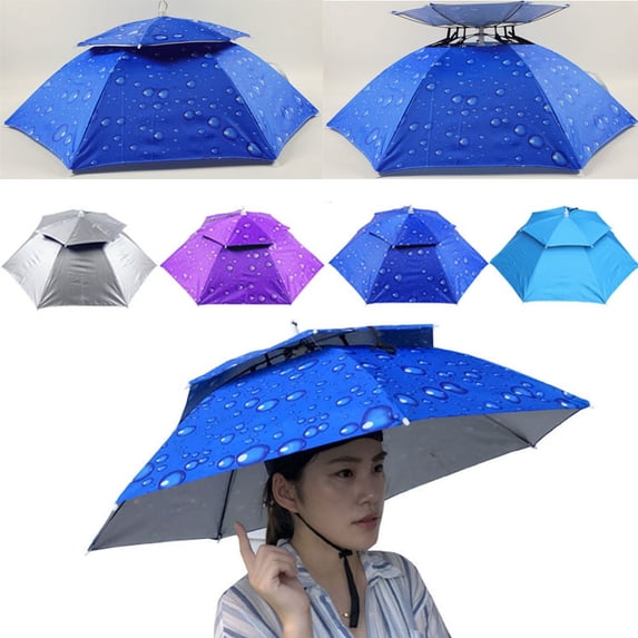 Sales Today Under $5 Silver Hands Free Umbrella GIJNRIUIUA Fishing Outdoor Multicolor Cap Camping Foldable Umbrella Double Hat Rain Sun Baseball Caps for Outdoor Activities