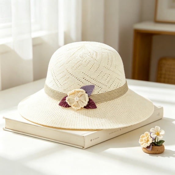 Sales Today Under $5 White Straw Fedora Hat GIJNRIUIUA Women's Hat Large Brim Sunshade Hat Hollow Breathable Fisherman Hat Decoration Can Be Folded Baseball Caps