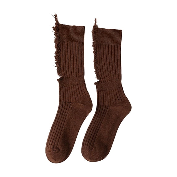 Sales Today Ankle Socks Under $2 GIJNRIUIUA Khaki Crew Socks Socks Women Beggar Shabby Ripped Hole Socks Ribbed Knit Fluorescent Solid Color Skateboard Tube Hosiery Athletic Socks