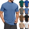 thumbnail image 1 of BiZtdJrK Mens Casual Solid Color Tshirts Short Sleeve Round-Neck Blouses Summer Slim Fit Pullover Blouses Basic Tees Tops Khaki S, 1 of 8