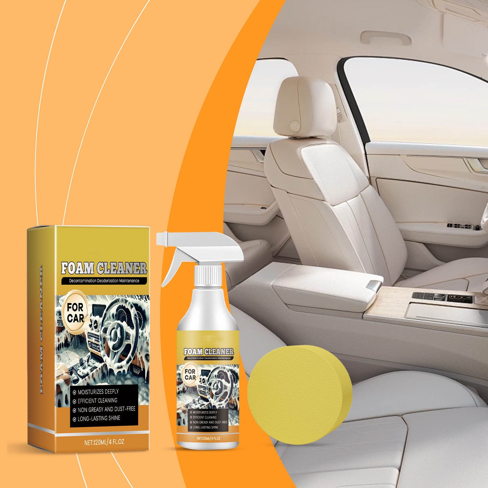Sales Today Clearance! 120ML Automotive Multi-Purpose Foam Cleaner, Interior Deep Cleaning Spray for Car Seats, Dashboard, Carpet, Leather, Plastic & Vinyl Surfaces Deals of The Day Clearance!