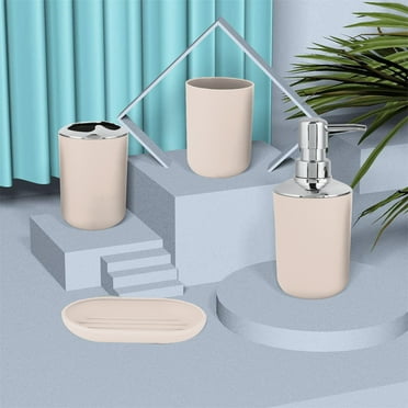 Sales Today Clearance! 4-Piece Bathroom Accessory Set,Includes Soap Dispenser,Toothbrush Holder,Tumbler,Soap Dish for Bathroom Organization,Modern Bathroom Accessories Set for Home,FAJHHA