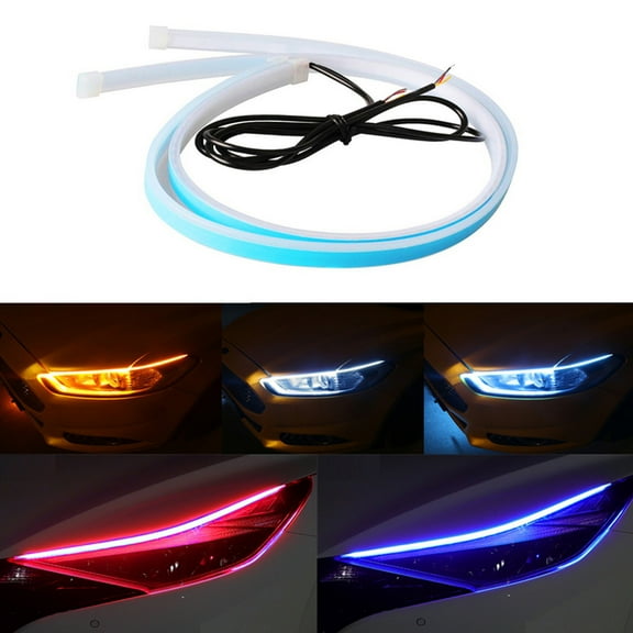 Automobile LED Daytime Running Light Guide Bar, Scanning Two-Color Turn Signal Streamer, Decorative Light for Cars, 2PCS LED Bar Lights