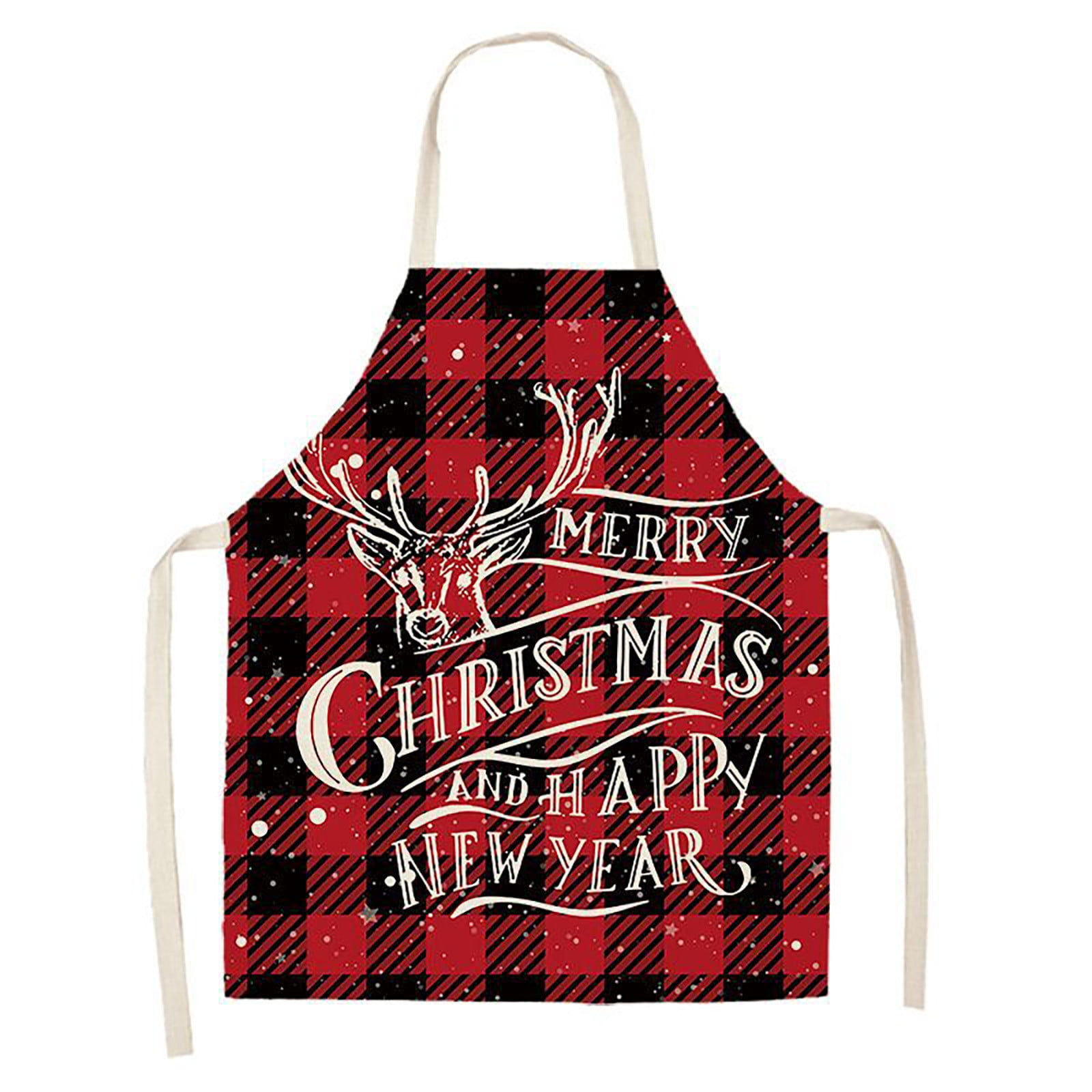 Sales Today Clearance Christmas Kitchen Cooking Aprons Plaid Aprons