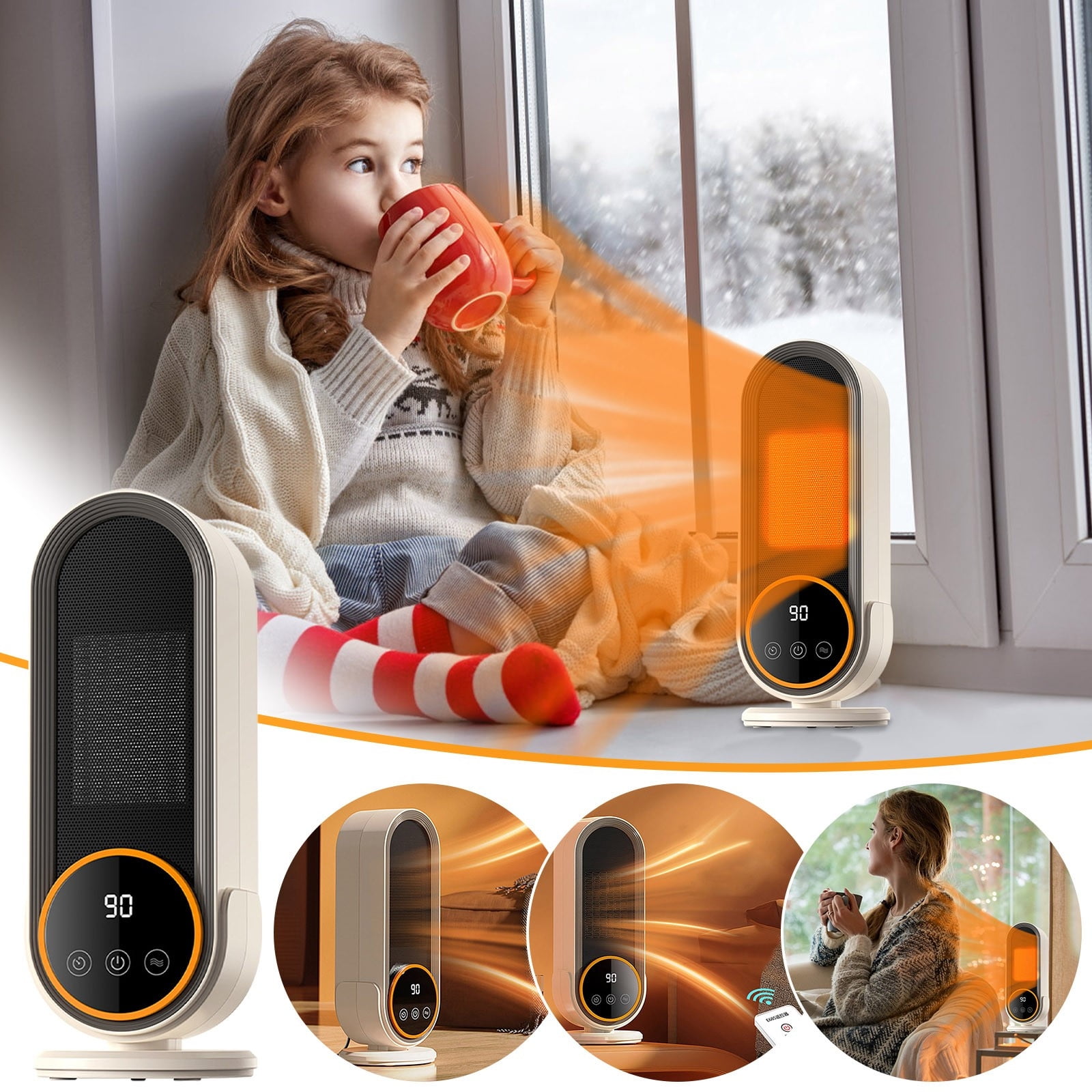 Sales Today Clearance! FAJHHA Portable Space Heater,Energy-Conserving Desk Heater with Overheat Protection for Office and Bedroom