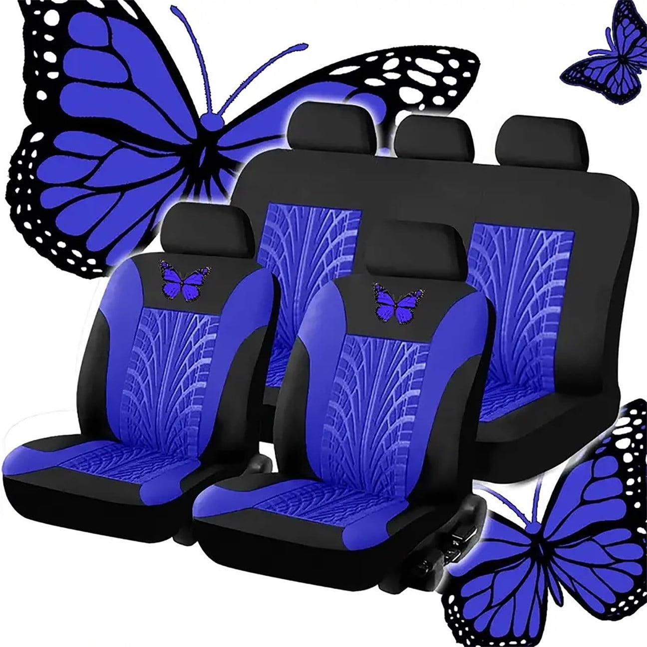 NIZELUK Full Set of Universal Car Seat Covers, Embroidered Car Seat Protector, Interior Accessories for Cars, Waterproof & Stylish Seat Covers for Vehicles
