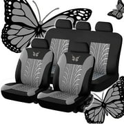 Full Set of Universal Car Seat Covers, Embroidered Car Seat Protector, Interior Accessories for Cars, Waterproof & Styli
