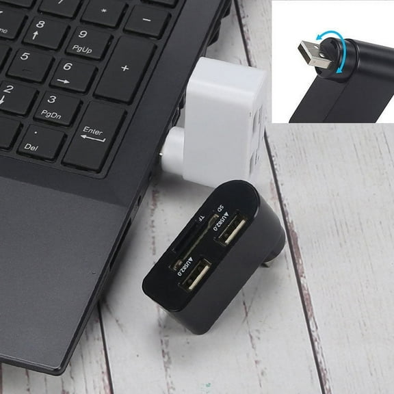 Sales Today Clearance! Gosuguu 4-in-1 Rotating USB Hub, Multi-Functional Card Reader Splitter, 1 to 3 Port Extension USB Hub, USB Data Hub for Laptop, PC, Computer, Office, Home Use