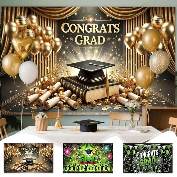 Sales Today Clearance! Gosuguu Congrats Grad Banner Decorations, Graduation Backdrop, Party Decorations for Grad Celebration, Graduation Decorations for Class of 2025