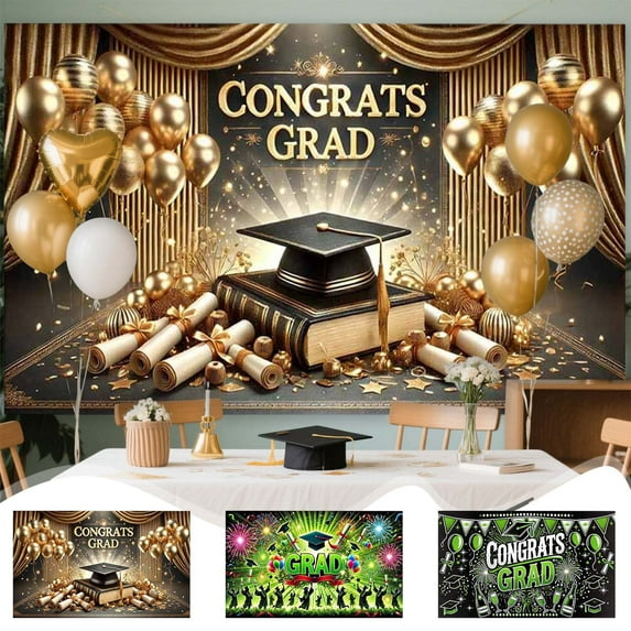 Sales Today Clearance! Gosuguu Congrats Grad Banner Decorations, Graduation Backdrop, Party Decorations for Grad Celebration, Graduation Decorations for Class of 2025