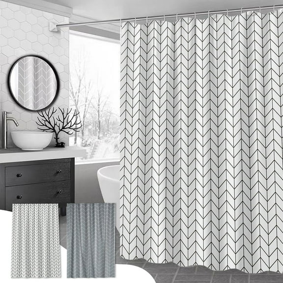 Sales Today Clearance! Gosuguu Thickened Bathroom Shower Curtain, Water-Proof Printed Shower Curtain with Hooks, No Drill Partition Curtain for Toilet & Bathroom, Easy to Install Bathroom Accessories