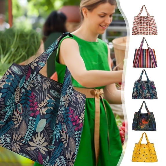 Large Capacity Folding Shopping Bag Polyester Cloth Folding Bag Portable Handheld Storage Bag