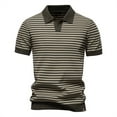 thumbnail image 1 of Men's Knit Shirts Short Sleeve Striped Golf Shirts Lightweight Casual Collared T Shirt L, 1 of 5
