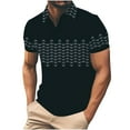 thumbnail image 1 of Men's Summer Fashion Print Shirts Lapel Button Short Sleeve Loose Tops Athletic Workout Golf T-Shirt S, 1 of 6