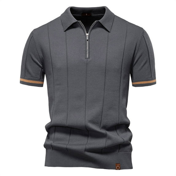 Mens Golf Shirts Short Sleeve Quarter Zip Knit s Slim Fit Textured Stretchy Shirt for Men L