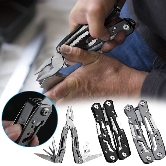 Multi-Functional Pliers with Locking Function, Needle-Nose Pliers, Outdoor Emergency Tool, Folding Maintenance Knife & Pliers for Repairs