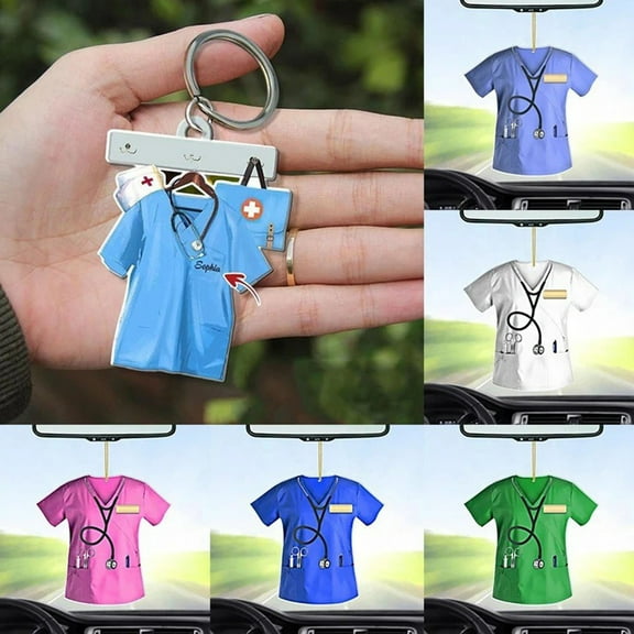 New Nurse Uniform Car Pendant, Acrylic Keychain Jewelry, Medical Nurse Themed Car Decoration, Nurse Gift Pendant for Car Interior or Keychains