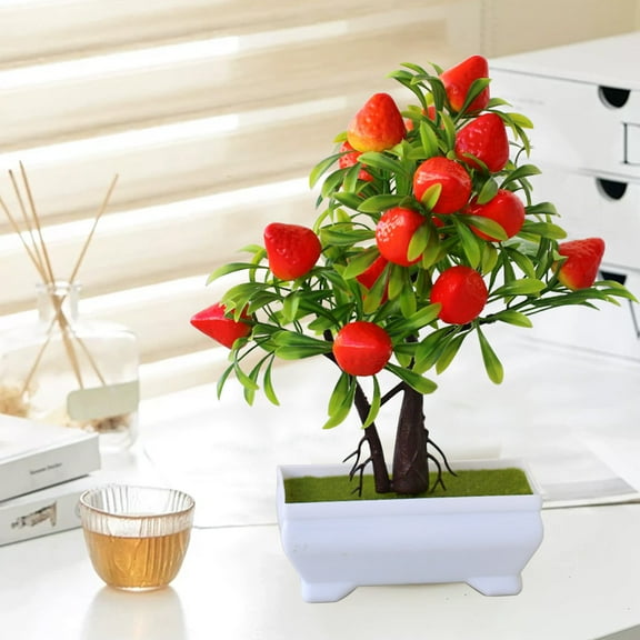 Sales Today Only,Artificial Strawberry Plant Decorative Fake Strawberry Tree for Office Home Bonsai Ornament Strawberry Themed House Decor Versatile